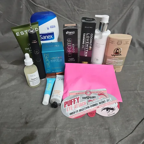 APPROXIMATELY 20 ASSORTED HEALTH & BEAUTY PRODUCTS TO INCLUDE - ESTRID EXFOLIANT - BPERFECT CHROMA COVER MATTE FOUNDATION IN W2 - THE ORDINARY HYALURONIC ACID 2% - ETC
