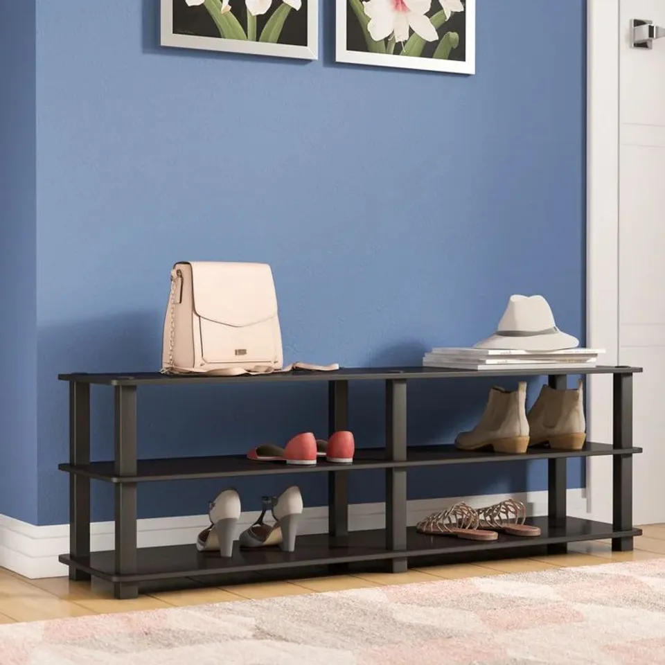 BOXED WIDE 18 PAIR SHOE RACK STEAM BEECH/WHITE 