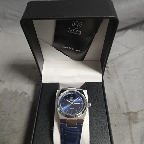 BOXED ERNEST FERDINAND QUARTZ WATCH β BLUE DIAL