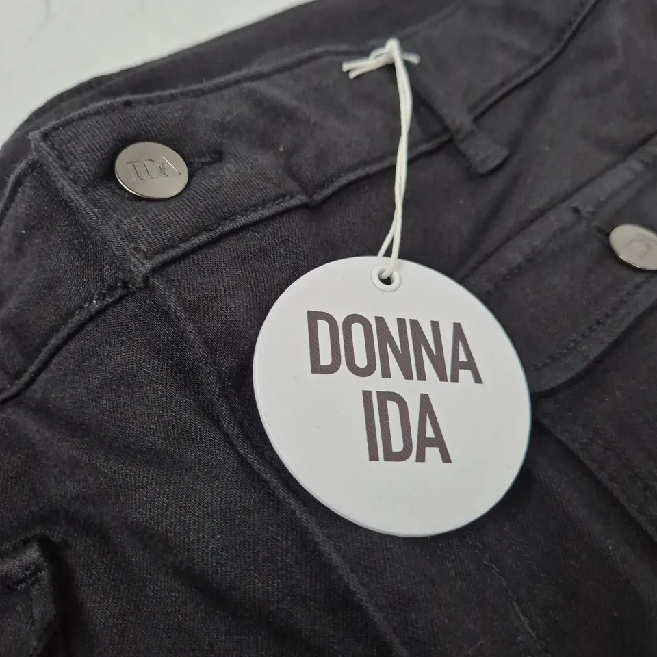 DONNA IDA WOMEN'S BOOTCUT JEANS - BLACK DENIM, PATCH POCKET, UK 32
