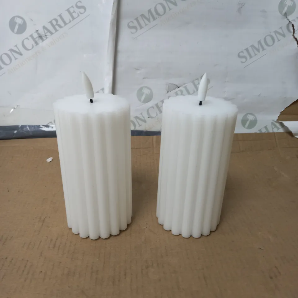 K BY KELLY HOPPEN SET OF 2 FLAMELESS CANDLES SHAPES WITH BATTERIES INCLUDED