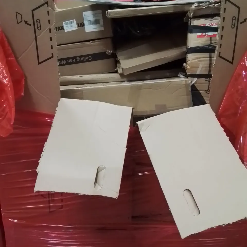 PALLET OF ASSORTED HOUSEHOLD GOODS AND PRODUCTS TO INCLUDE;CEILING FAN WITH LIGHT,SCOOTER, BAMBOO TOWEL LADDER, CEILING LAMP AND OTHER ASSORTED ITEMS...