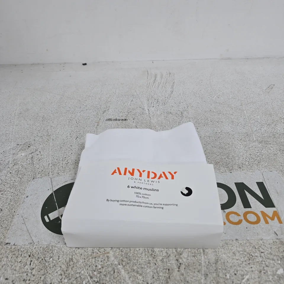JOHN LEWIS ANYDAY 6 WHITE MUSLINS