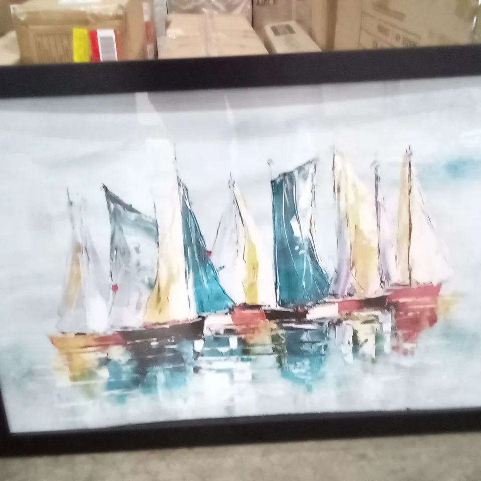 BEAUTIFUL BOAT DAY BY OLIVER GAL - FRAMED CANVAS PRINT 