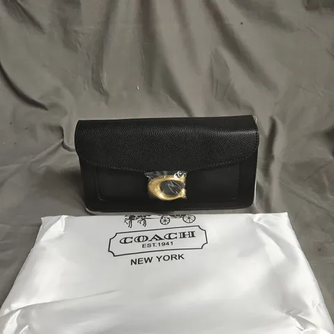 COACH BLACK LEATHER HANDBAG WITH GOLD HORSEBIT HARDWARE