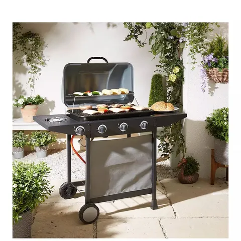 BOXED 3-BURNER GAS BBQ WITH SIDE BURNER - COLLECTION ONLY