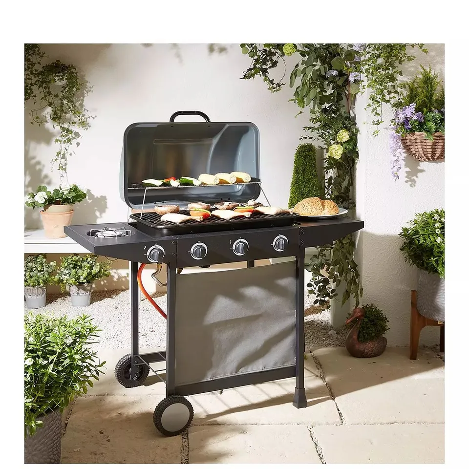 BOXED 3-BURNER GAS BBQ WITH SIDE BURNER - COLLECTION ONLY RRP £149.99