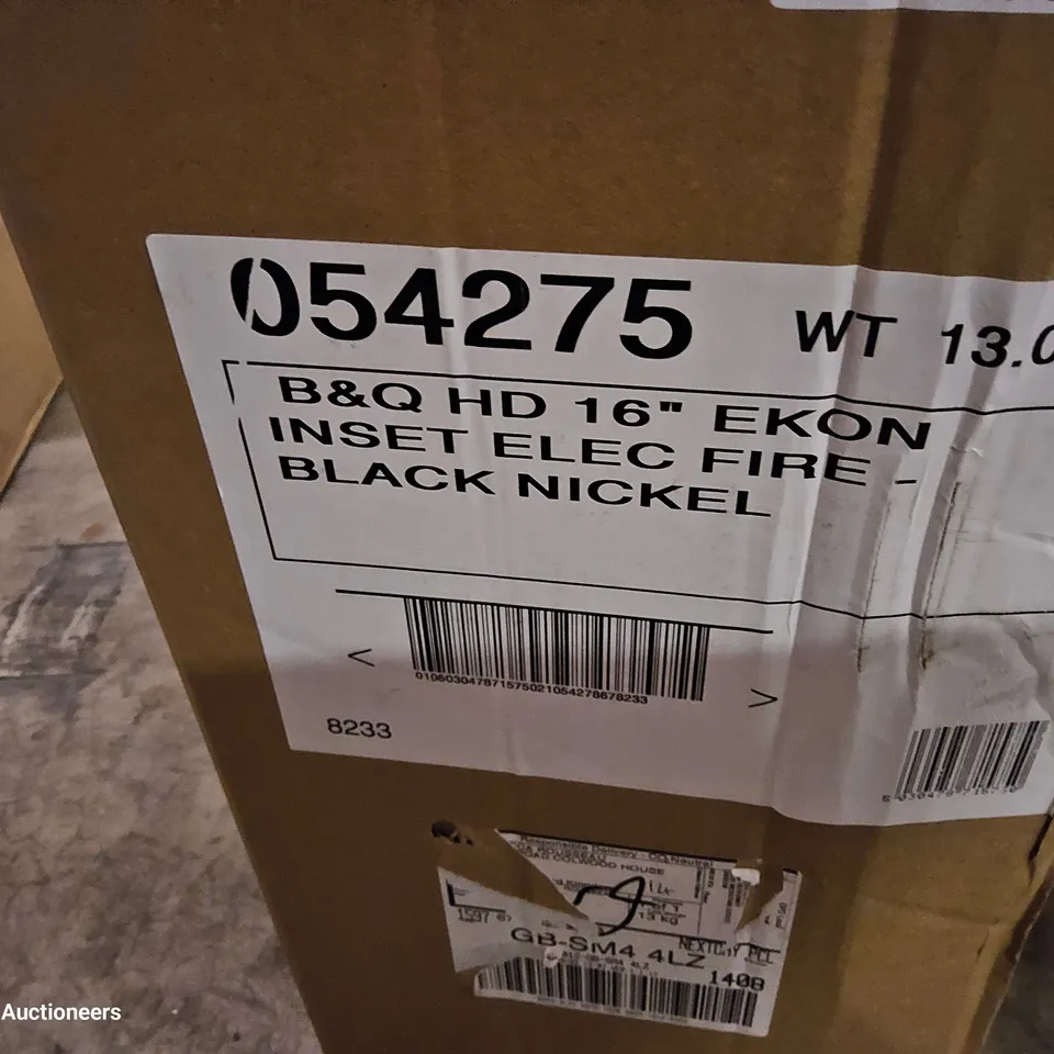 BOXED B&Q EKON 16" INSET ELECTRIC FIRE BLACK NICKLE
