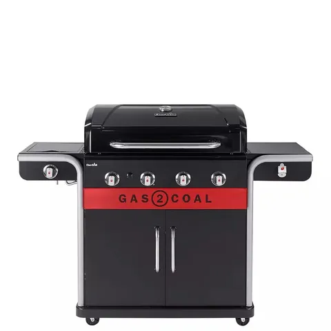 BOXED CHAR-BROIL GAS2COAL 440 HYBRID GRILL - 4 BURNER GAS & COAL BBQ GRILL (BLACK FINISH)