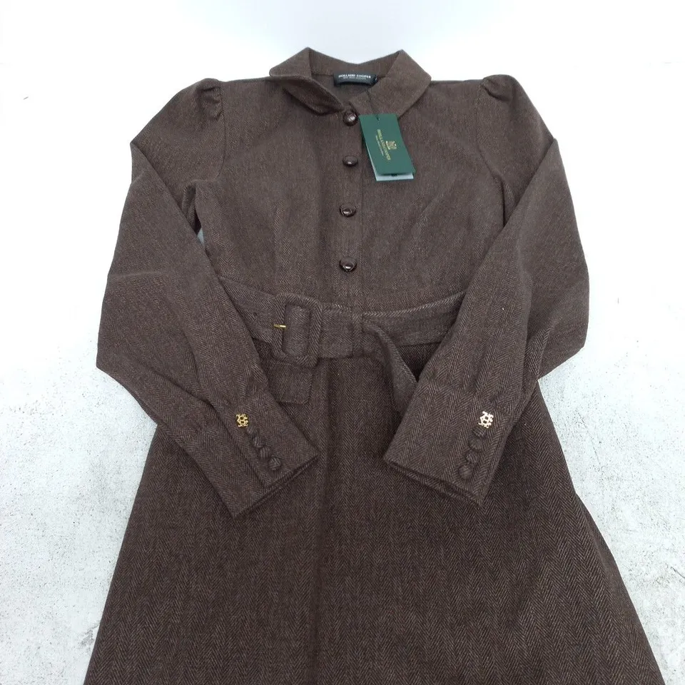 HOLLAND COOPER HAWTHORN MINI DRESS – WALNUT HERRINGBONE, SIZE UK 10