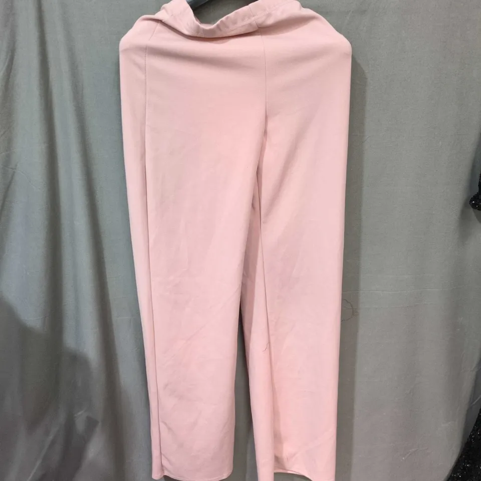 PRETTYLITTLETHING PINK WIDE-LEG TROUSERS – UK 10 (US 6, EU 38)