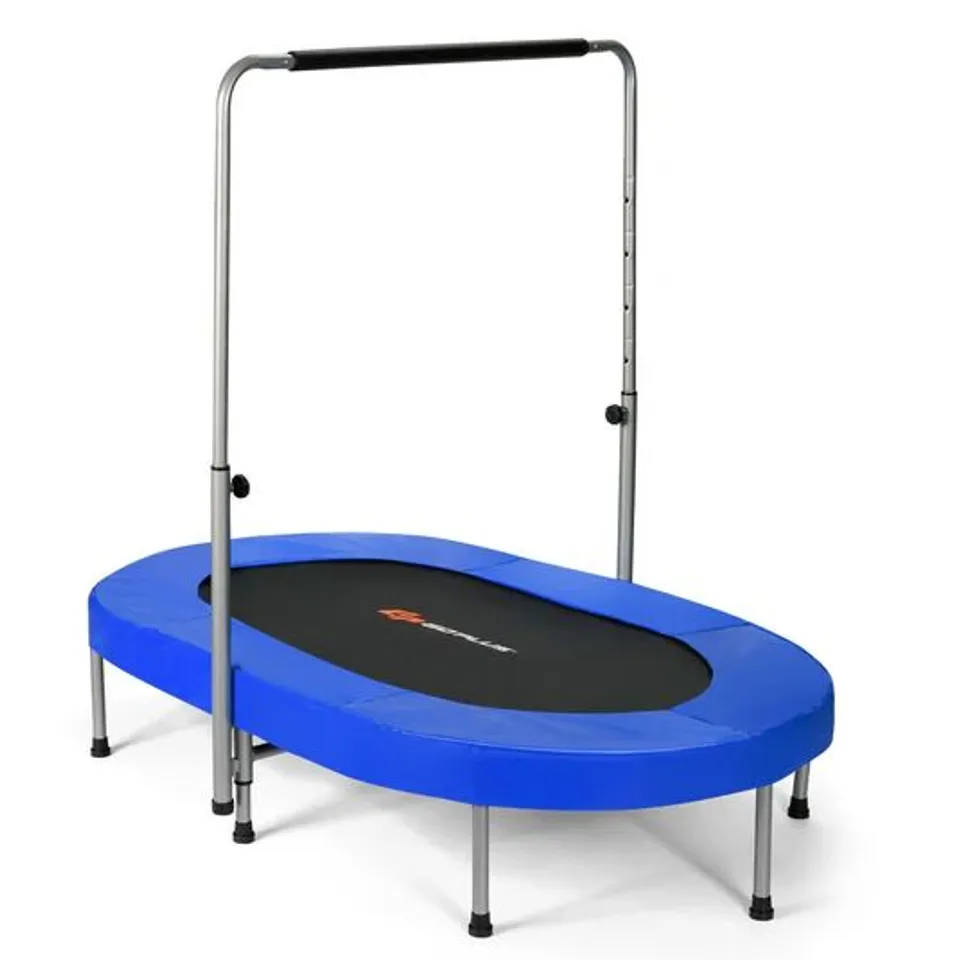 BOXED 50'' TRAMPOLINE FOR 2 PEOPLE FOLDABLE REBOUNCER W/ADJUSTABLE HANDRAIL - BLUE