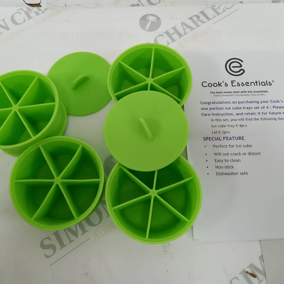 COOKS ESSENTIALS ONE PORTION SILICONE ICE CUBE TRAYS