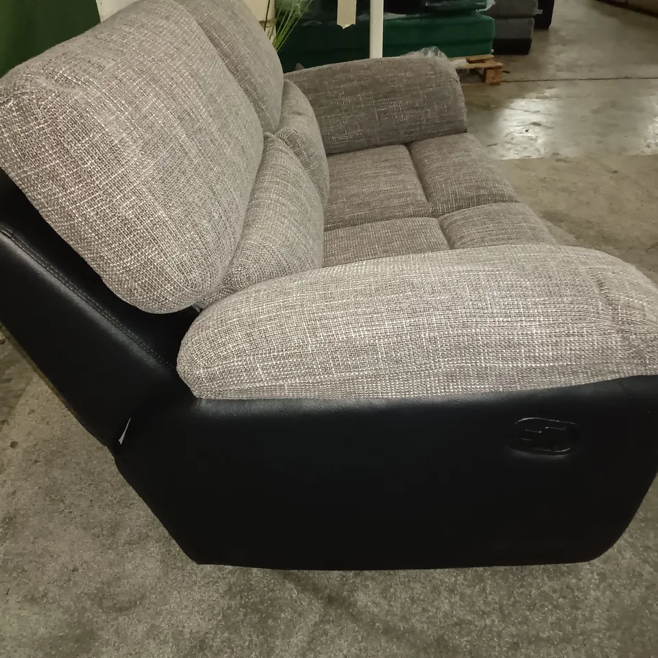 TWO-TONE GREY & BLACK MANUAL RECLINING 2-SEATER SOFA