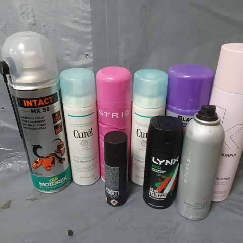 APPROXIMATELY 15 ASSORTED AEROSOLS TO INCLUDE LYNX AFRICA, KEVIN MURPHY BODY BUILDER, MOTOREX INTACTMX 50, ETC - COLLECTION ONLY