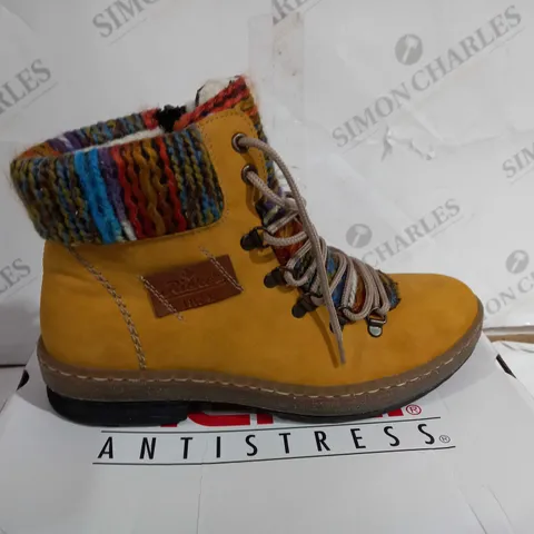 RIEKER LACE UP YELLOW ANKLE BOOTS -  SIZE 6.5