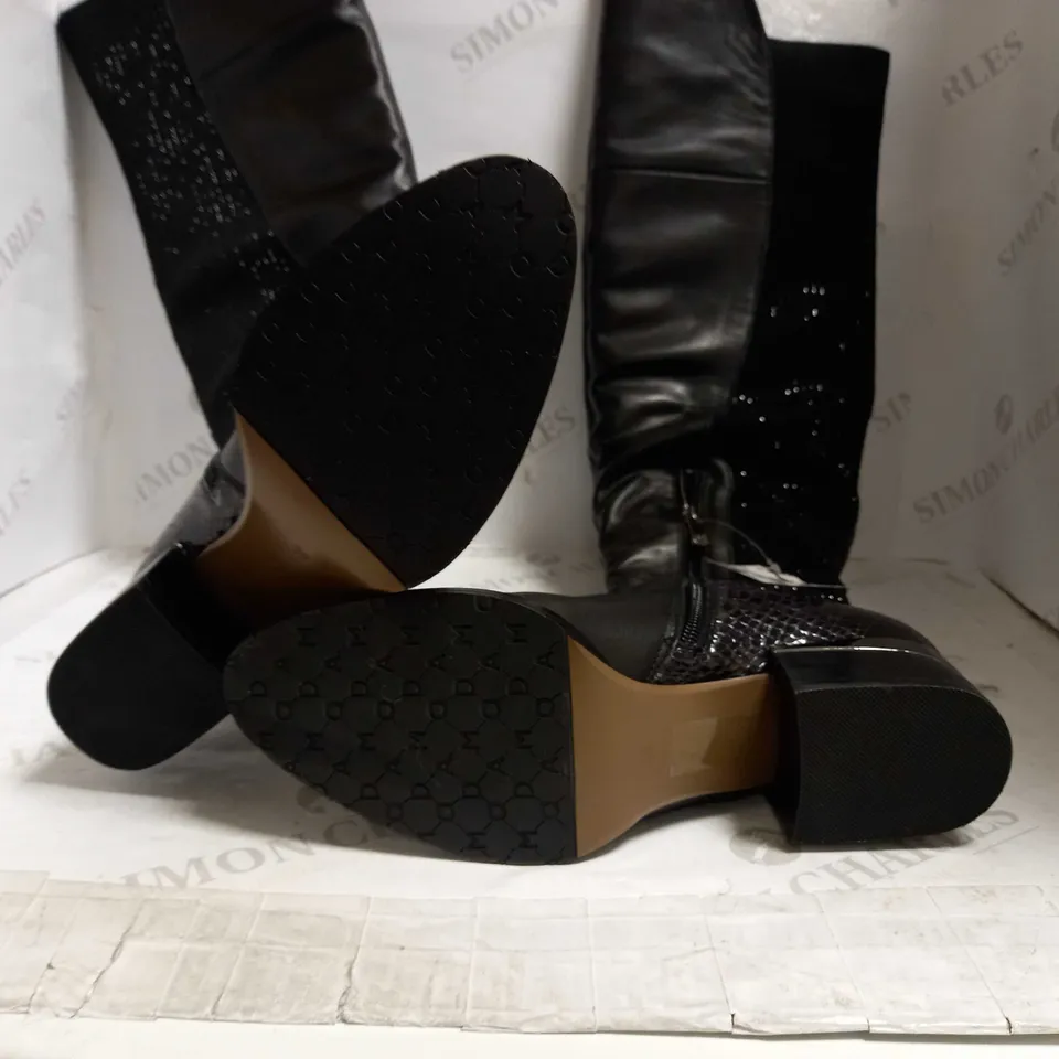 MODA IN PELLE ZARRA ELASTICATED OVER-THE-KNEE GLITZ ZIP BOOTS UK SIZE 5.5