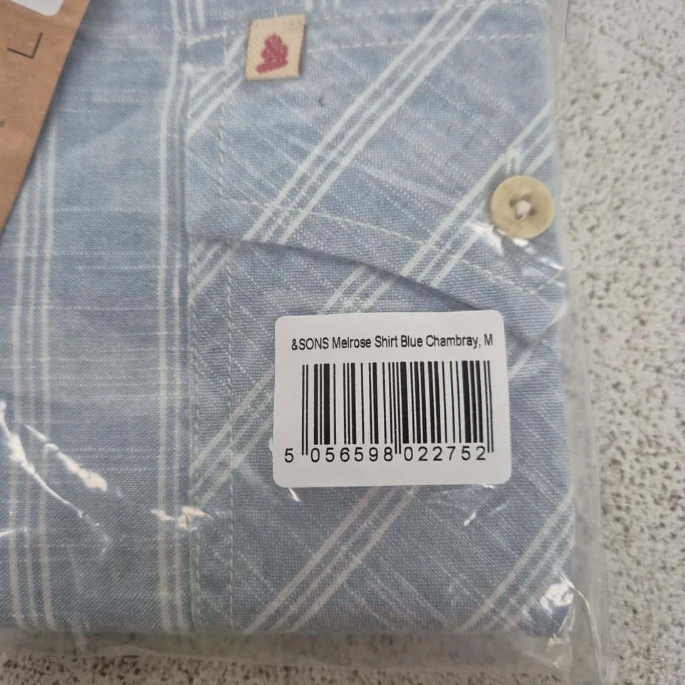 &SONS MELROSE SHIRT BLUE CHAMBRAY – MEN'S SHIRT, SIZE M