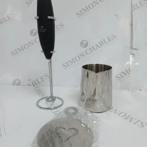 BOXED ZULAY PROFESSIONAL MILK FROTHER, FROTHING PITCHER & STENCILS