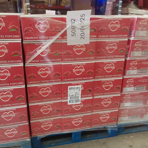 PALLET TO CONTAIN APPROX 54 BOXES OF BUTTERKIST TOFFEE POPCORN - 14 X 170g BAGS PER BOX // BEST BEFORE: 04/2025