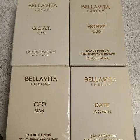 APPROX 9 X 100ML ASSORTED Bellavita Luxury FRAGRANCES TO INCLUDE DATE WOMAN, CEO MAN, GOAT MAN, ETC