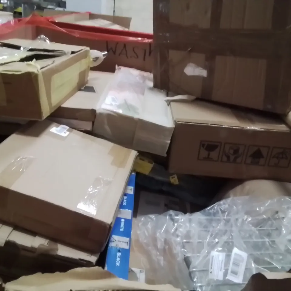 PALLET OF ASSORTED HOUSEHOLD GOODS AND PRODUCTS TO INCLUDE;AIR COOLER,CAT LITTER TRAY,CEILING FAN WITH LIGHT