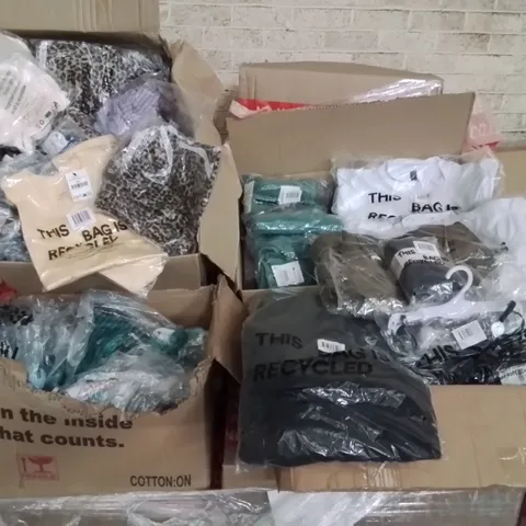 PALLET CONTAINING LARGE QUANTITY OF BRAND NEW CLOTHING ITEMS TO INCLUDE COATS, TOPS, TROUSERS, SOCKS, UNDERWEAR ETC.
