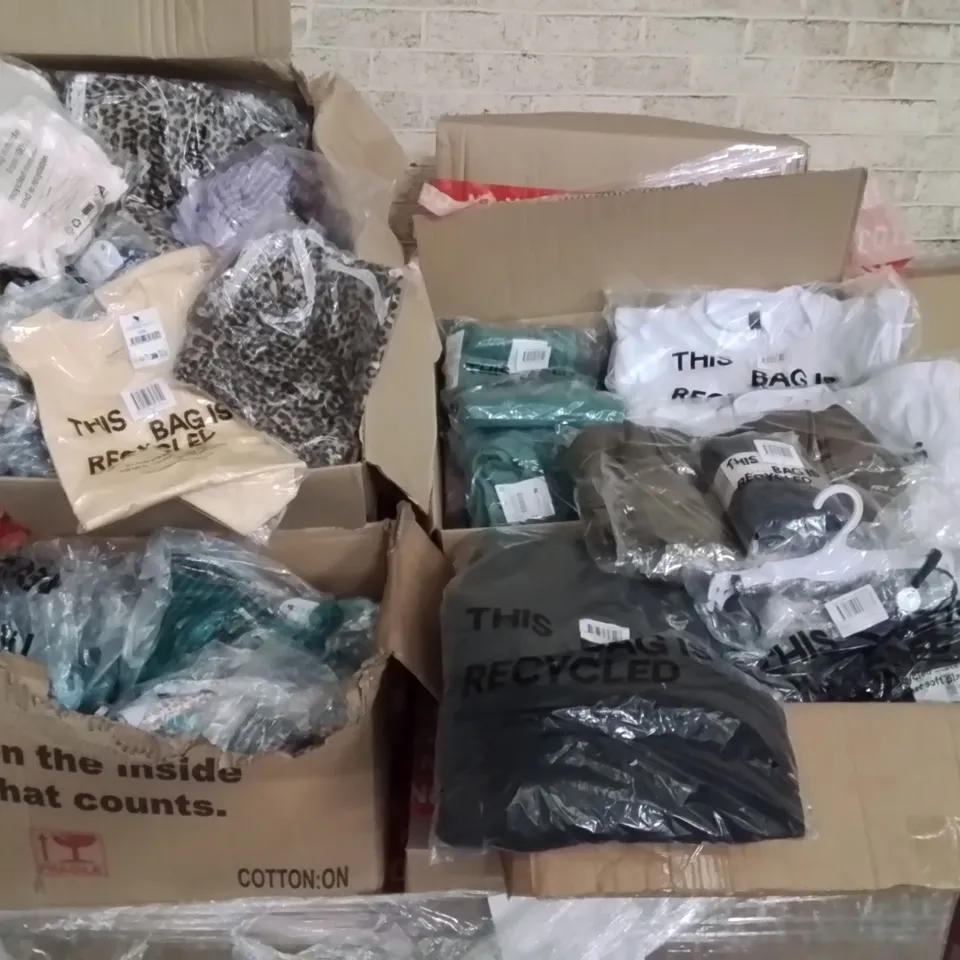 PALLET CONTAINING LARGE QUANTITY OF BRAND NEW CLOTHING ITEMS TO INCLUDE COATS, TOPS, TROUSERS, SOCKS, UNDERWEAR ETC.