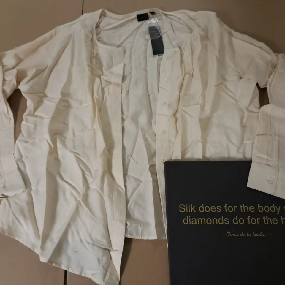 LOT OF APPROXIMATELY 12 BRAND NEW DESTELLO SILK/MODAL SHIRTS IN CHAMPAGNE - 16