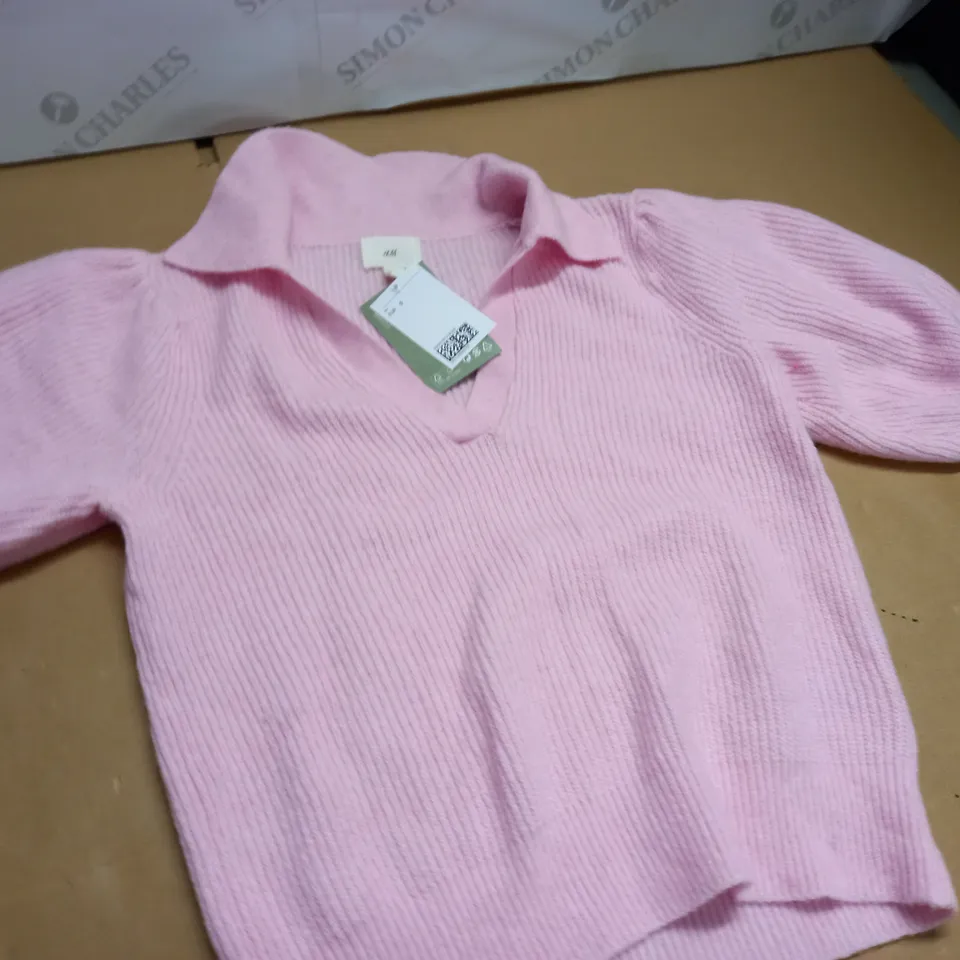 H&M PINK PUFF SLEEVED TOP - EUR S