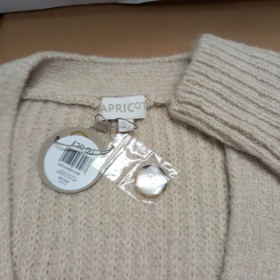 APRICOT RIB KNIT BOTFRIEND CARDIGAN - UK 10