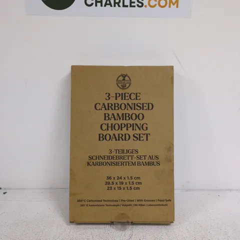 DEER & OAK 3-PIECE CARBONISED BAMBOO CHOPPING BOARD SET