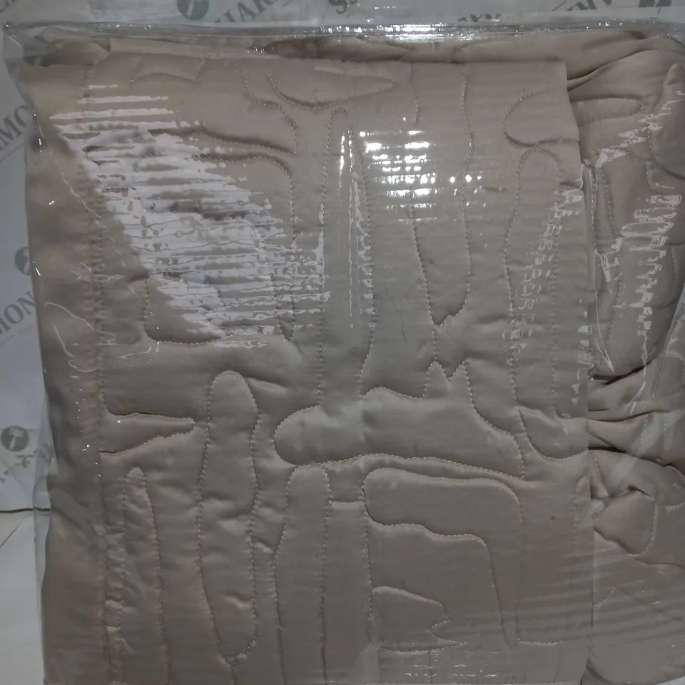 BOXED KELLY HOPPEN GEO BEDSPREAD AND SHAMS IN LATTE - DOUBLE 