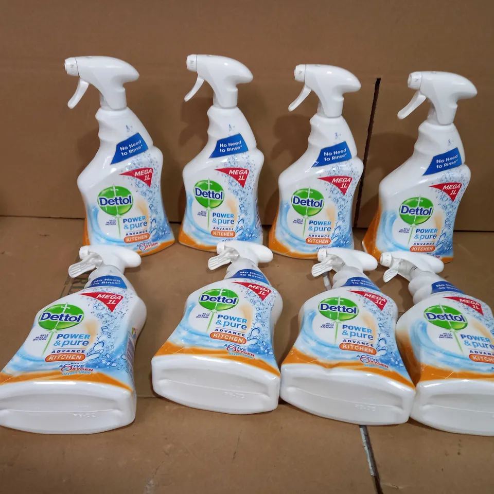 TOTE OF 8 ASSORTED DETTOL KITCHEN CLEANERS