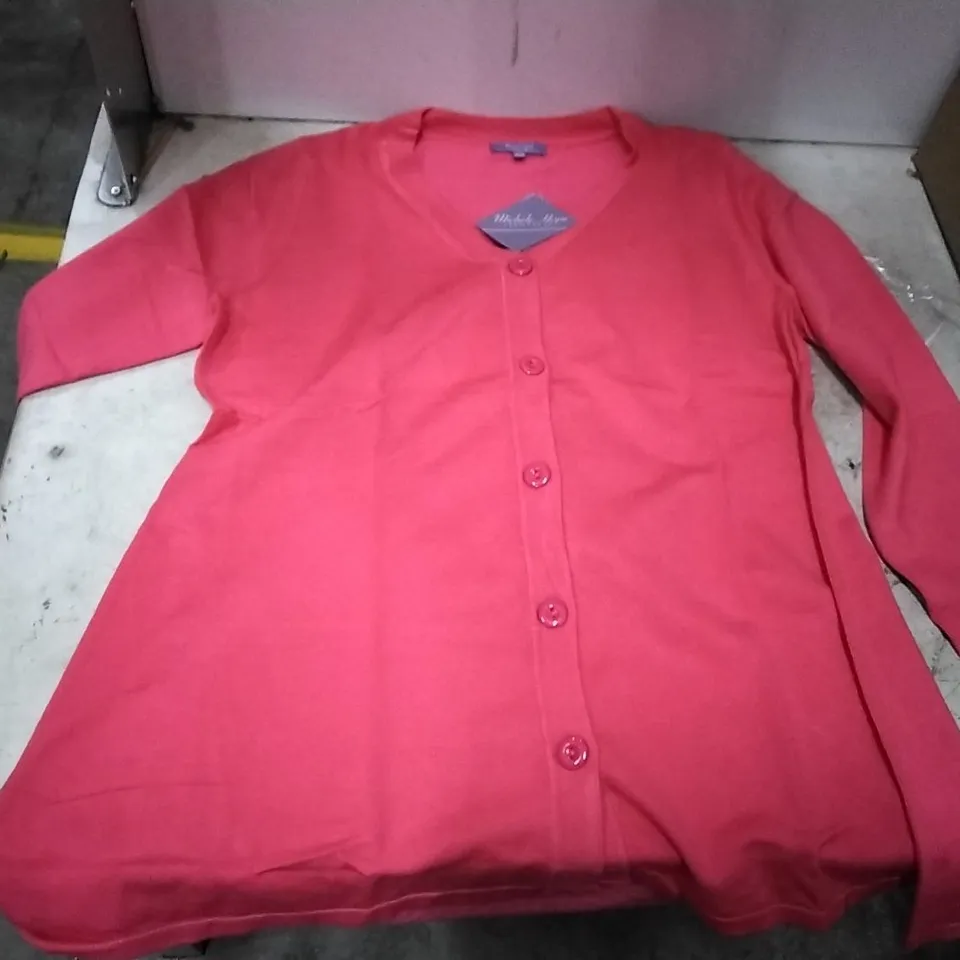 BOX OF APPROXIMATELY 20 MICHELE HOPE PINK BUTTON UP CARDIGAN SIZE 14/16