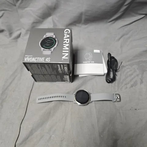 GARMIN VIVOACTIVE 4S GPS SMARTWATCH – GREY BAND, BOXED WITH CHARGING CABLE