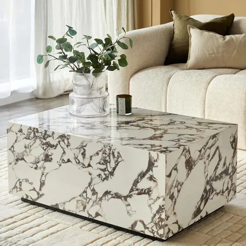 BOXED DANETTI RUSSO WHITE CALACATTA CERAMIC COFFEE TABLE (1 BOX)