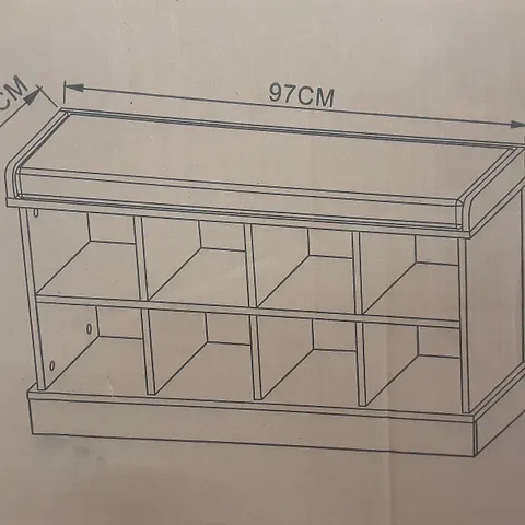 BOXED KEMPTON SHOE BENCH in white - h56 X w97 X d34 cm