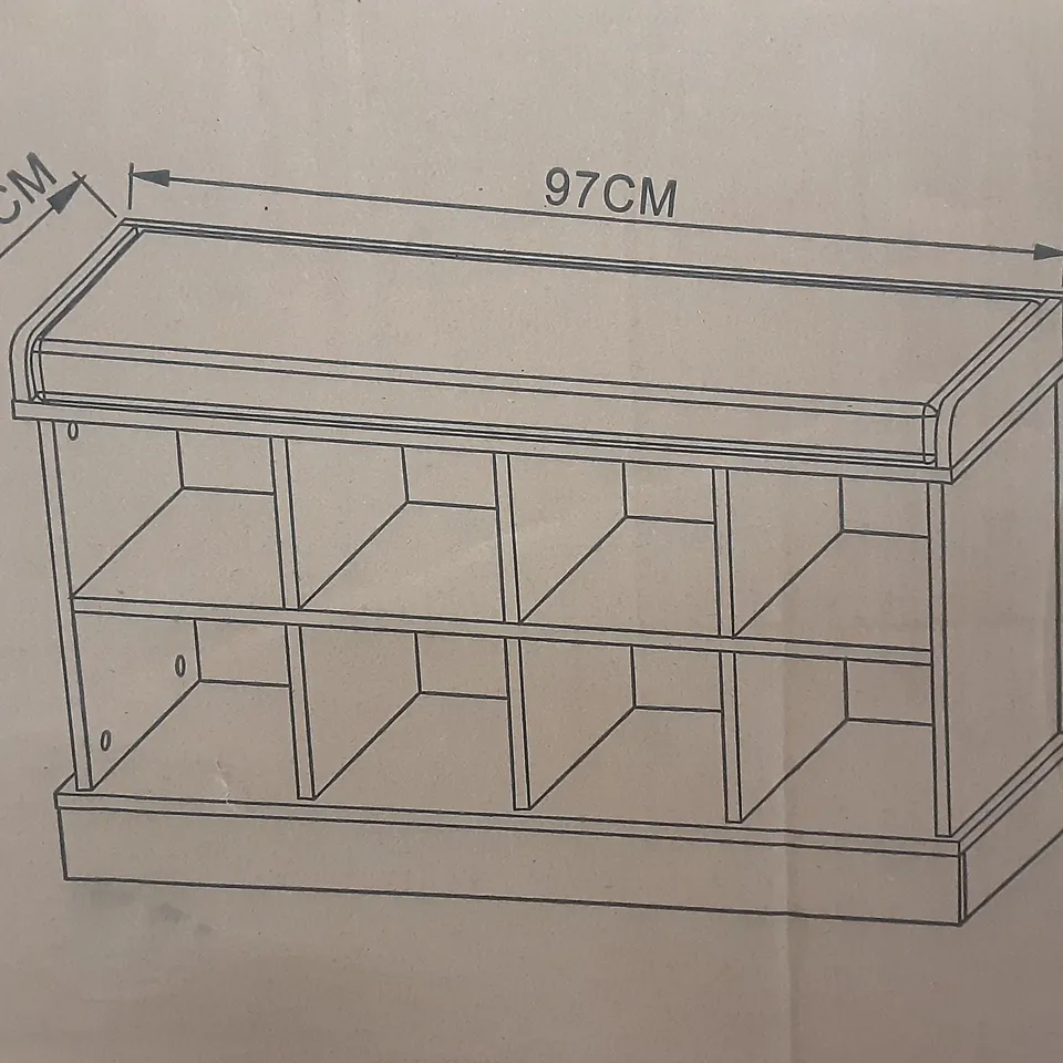 BOXED KEMPTON SHOE BENCH in white - h56 X w97 X d34 cm 