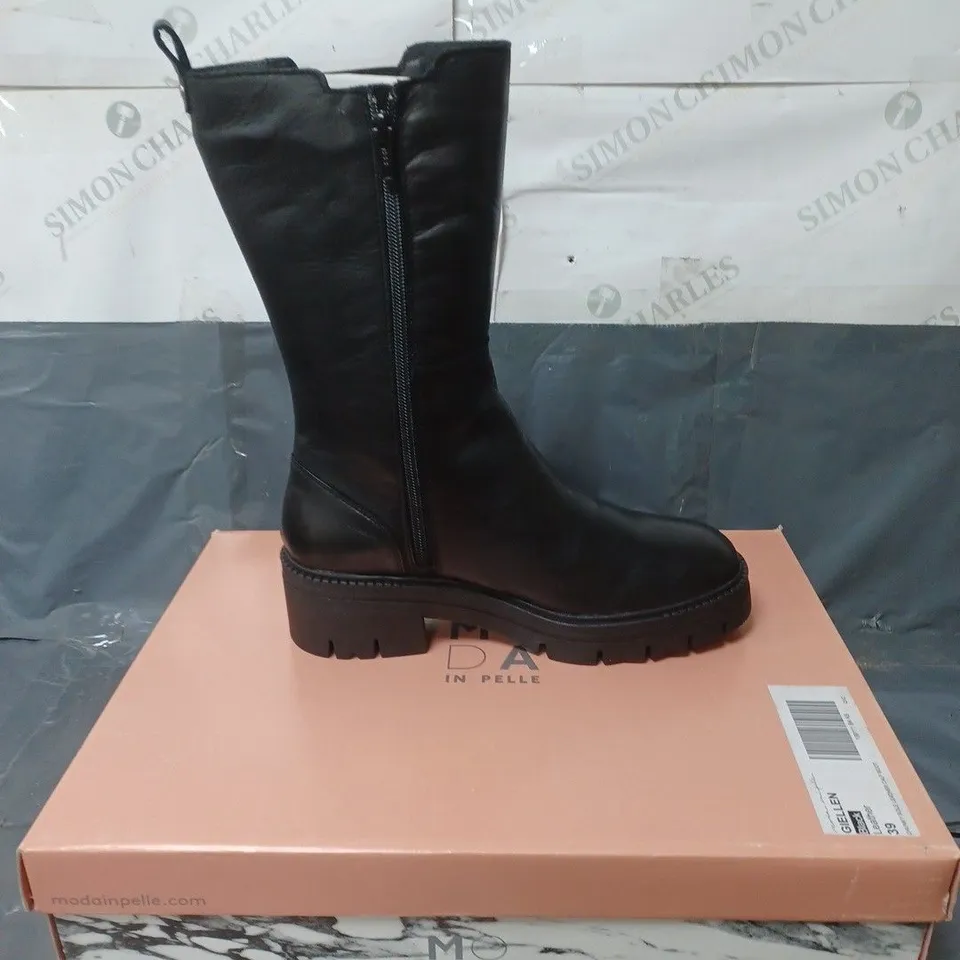 MODA IN PELLE LEATHER BOOTS BLACK SIZE EU 39