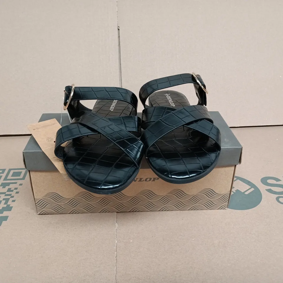 DUNLOP JADE BLACK SIZE 6 SANDALS BOXED