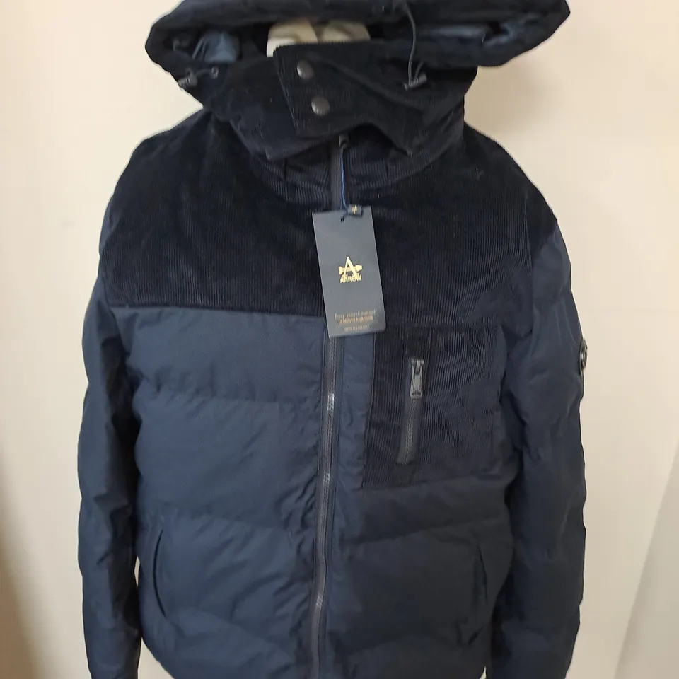 ARROW BLUE CORD DETAIL HOODED COAT - M