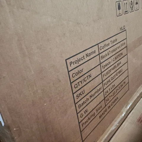 BOXED COFFEE TABLE BLACK & TRANSPARENT 80CM