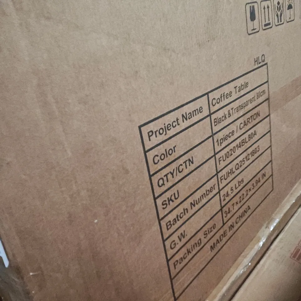 BOXED COFFEE TABLE BLACK & TRANSPARENT 80CM