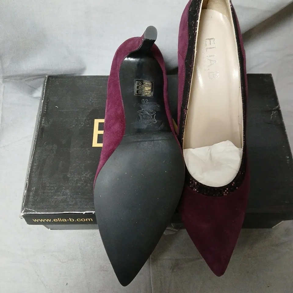 ELIA B LONDON DIANA BURGUNDY SUEDE HIGH HEEL SHOES, UK 6 (EU 39)