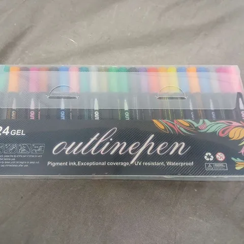 PACK OF 24 GEL OUTLINE PENS ASSORTED COLOURS