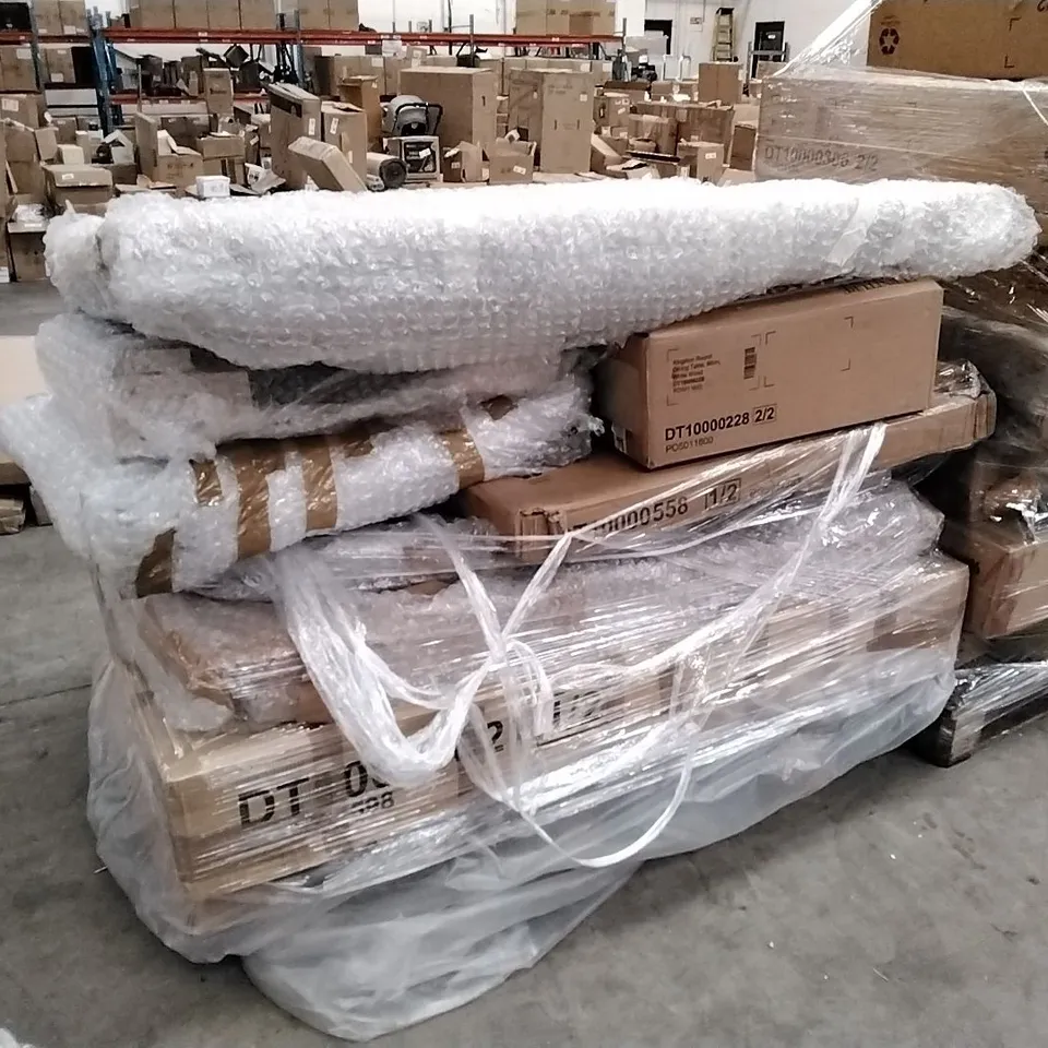 PALLET OF ASSORTED INCOMPLETE DESIGNER FURNITURE PARTS AND PIECES