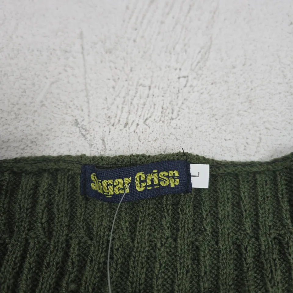 SUGAR CRUSH OLIVE GREEN KNIT JUMPER – UK L