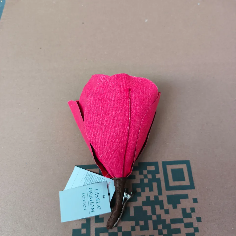 GISELA GRAHAM LONDON PINK FELT TULIP FLOWER DECORATION WITH CLIP – BOX OF 12PCS