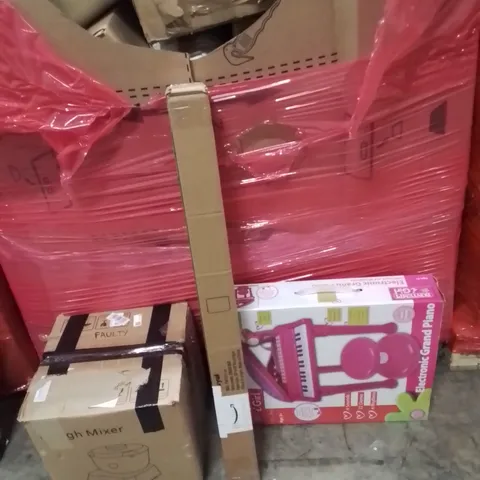 PALLET OF ASSORTED HOUSEHOLD GOODS AND PRODUCTS TO INCLUDE;FOOD MIXER,ELECTRONIC PIANO FOR KIDS,CHAIR MAT